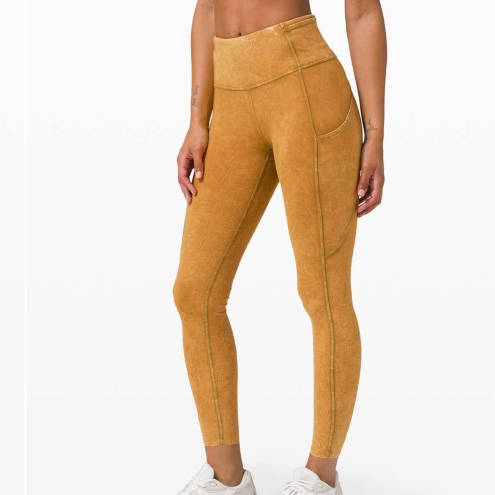 Lululemon Fast and Free Tight II 25" Ice Dye Pants - Women's Size 4 - Orange